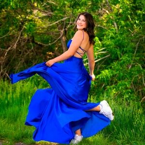Blue Satin Dillard's PROM Dress